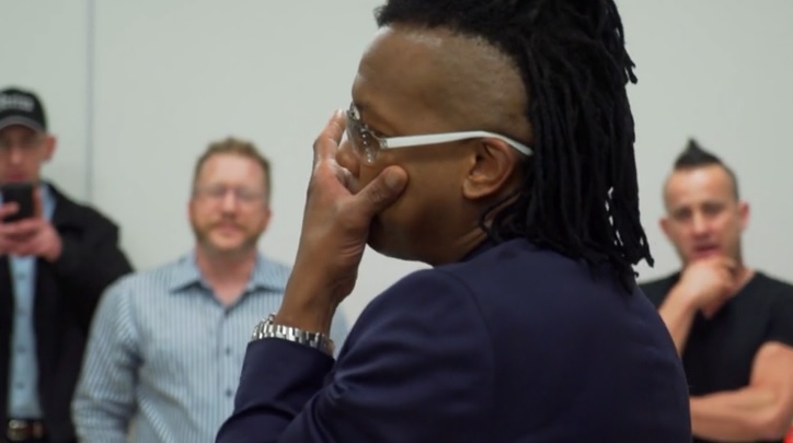 Newsboys lead singer Michael Tait moved to tears when homeless choir sings 'We Believe'